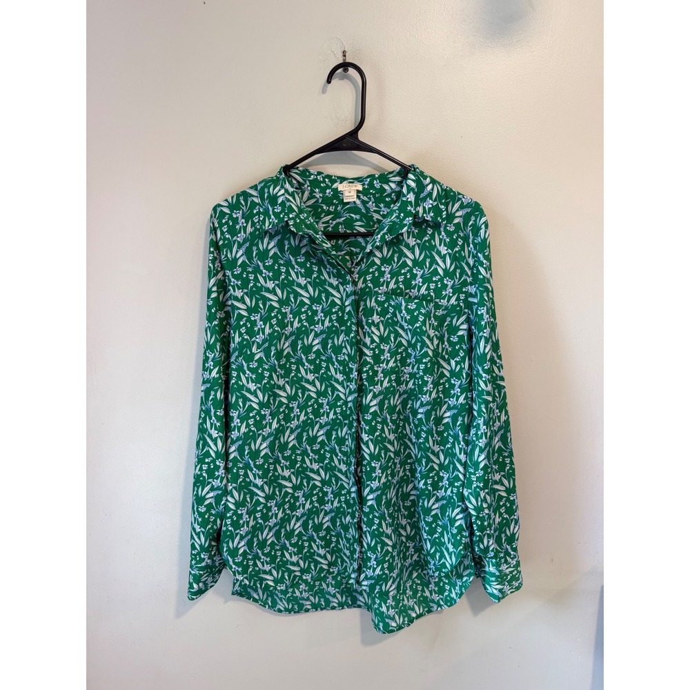 J.Crew Womens Green Floral Long Sleeve Button Down Shirt E0881 Size M